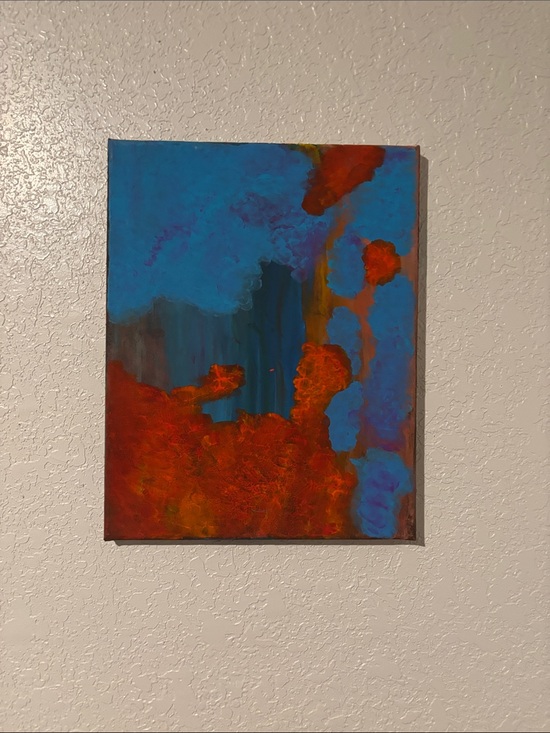 No Brand Other - Contemporary Blue and Orange Abstract Wall Art Canvas